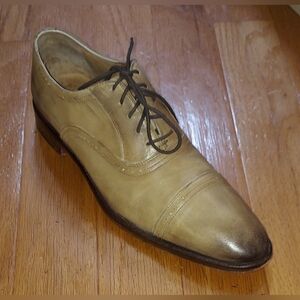 WALL + WATER MEN'S BURNISHED TAN LEATHER CAPTOE OXFORDS SIZE 11 MADE IN ITALY
